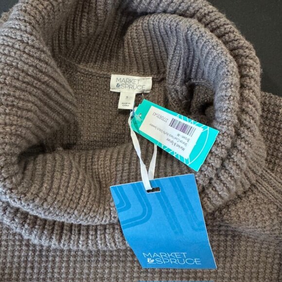 Market & Spruce Waffle Stitch Cowl Neck Sweater – Brown, Size Medium, NWT - Picture 7 of 9